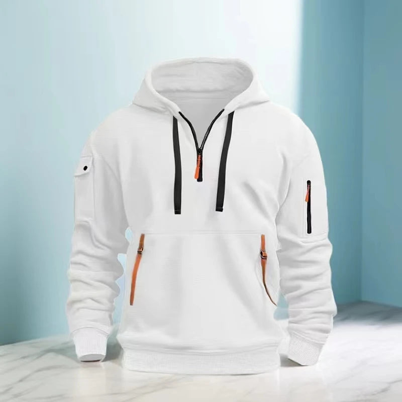 Mens casual 1/4 zip hoodie