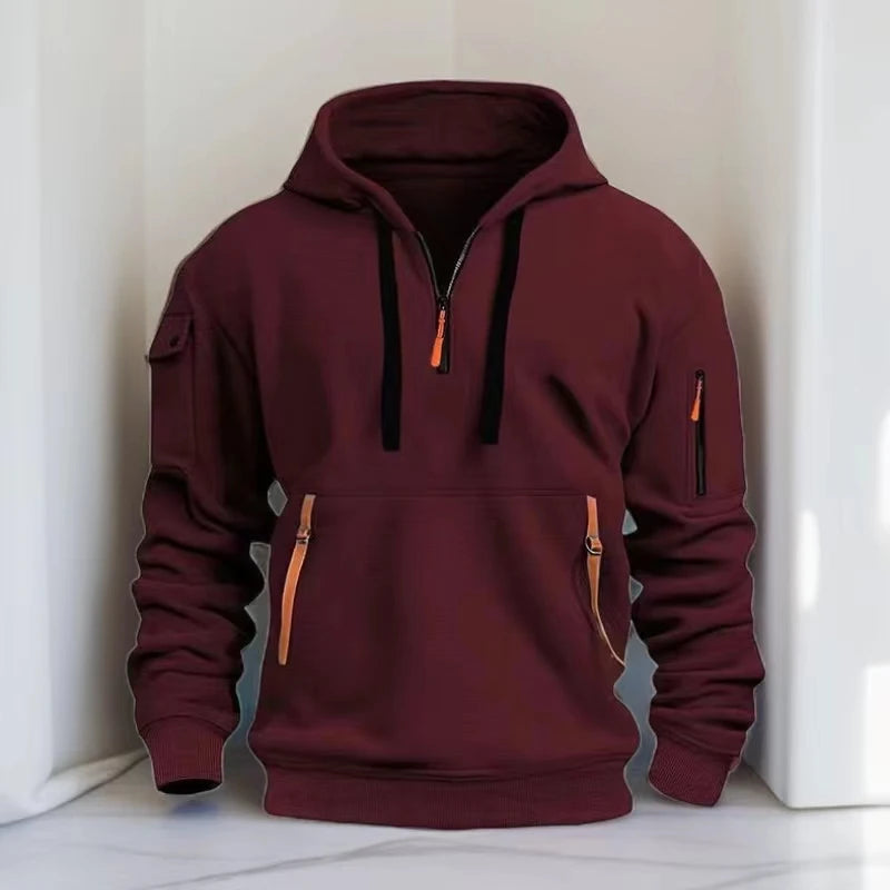 Mens casual 1/4 zip hoodie