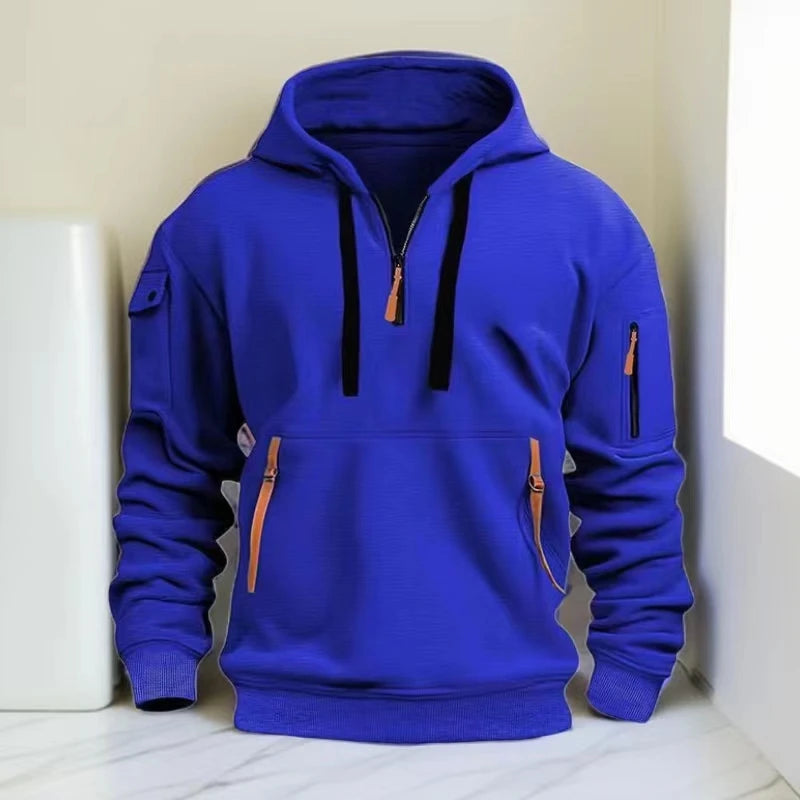 Mens casual 1/4 zip hoodie