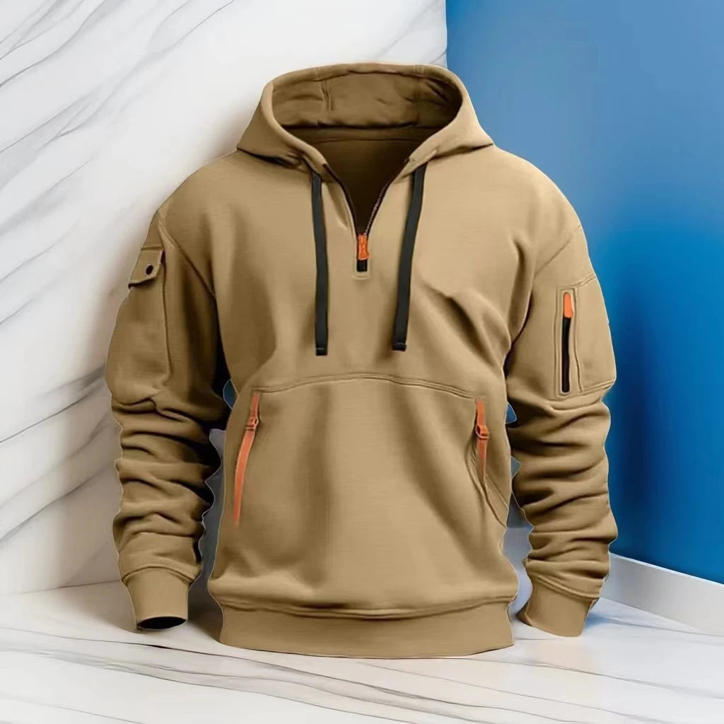 Mens casual 1/4 zip hoodie