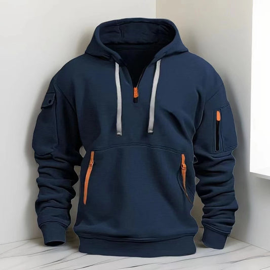 Mens casual 1/4 zip hoodie