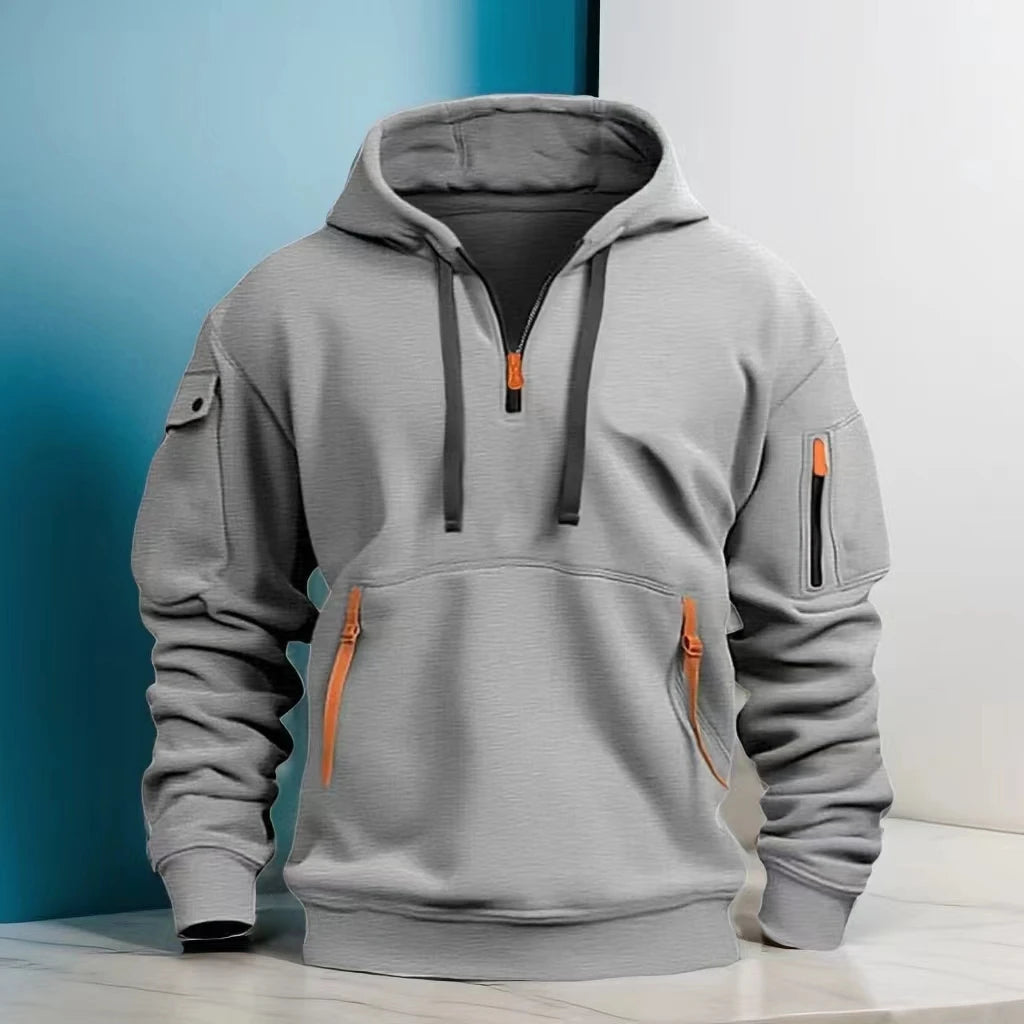 Mens casual 1/4 zip hoodie