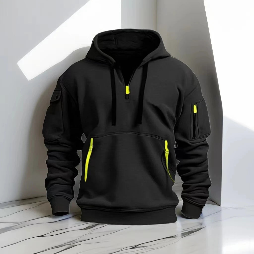 Mens casual 1/4 zip hoodie