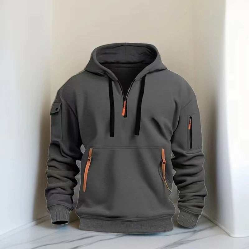 Mens casual 1/4 zip hoodie